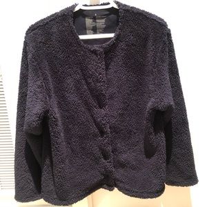 Navy Soft Fluffy Snap Button Cardigan